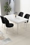Hanah Home Juego de Mesa y Sillas de Comedor 5 Piezas Blanco y Negro con Patas de Metal, Tablero Melamina